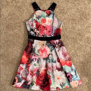 Ted Baker London Floral & Rose Gold Accent Dress